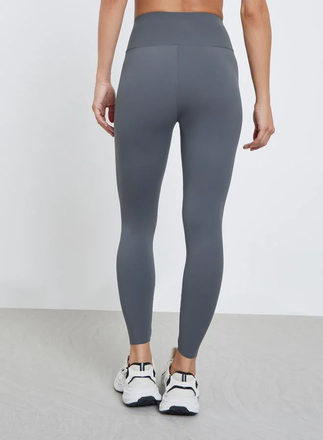 Styli Active Broad Waistband Raw Edge Leggings