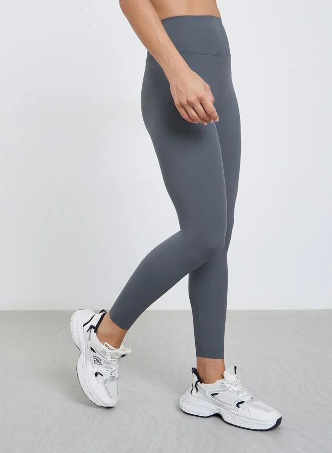Broad Waistband Raw Edge Leggings