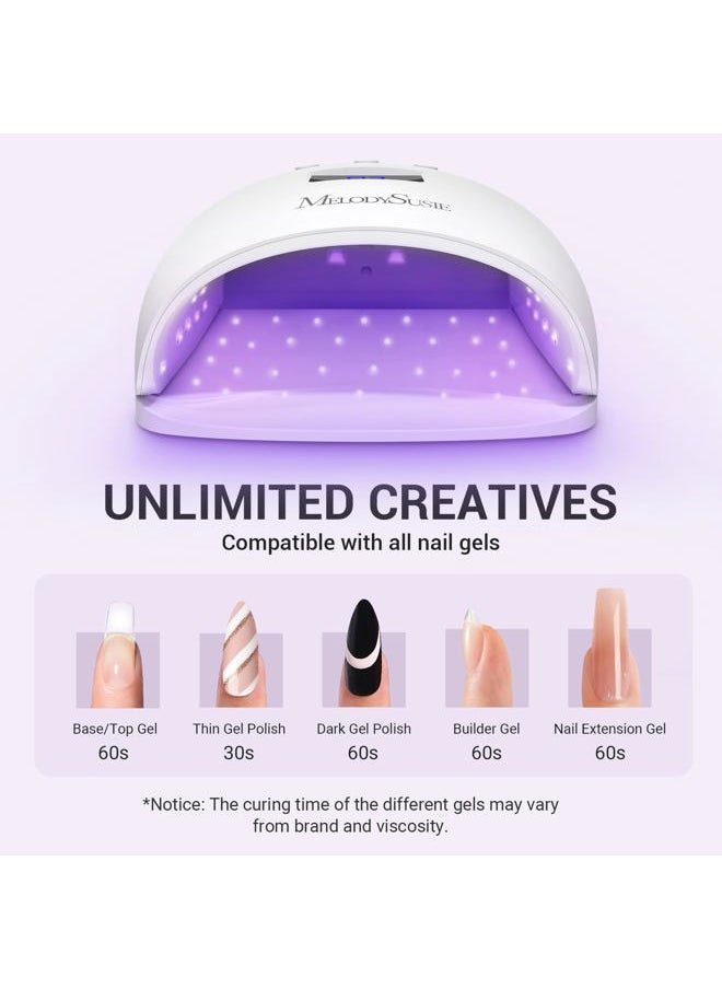 MelodySusie - 54W UV LED Nail Lamp with UV Gloves Kit, Professional Nail Light for Gel Nails Fast Curing with Auto Sensor & 3 Timer Setting, UPF50+ Anti UV Glove for Nail Art Manicure Protection - Image 1
