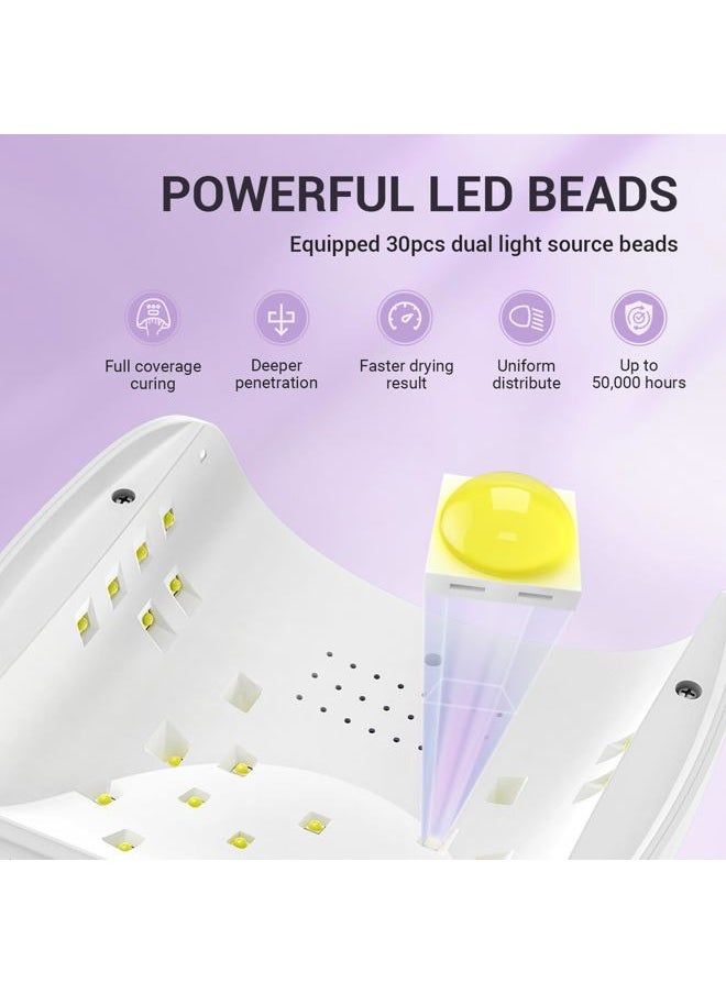 MelodySusie - 54W UV LED Nail Lamp with UV Gloves Kit, Professional Nail Light for Gel Nails Fast Curing with Auto Sensor & 3 Timer Setting, UPF50+ Anti UV Glove for Nail Art Manicure Protection - Image 1
