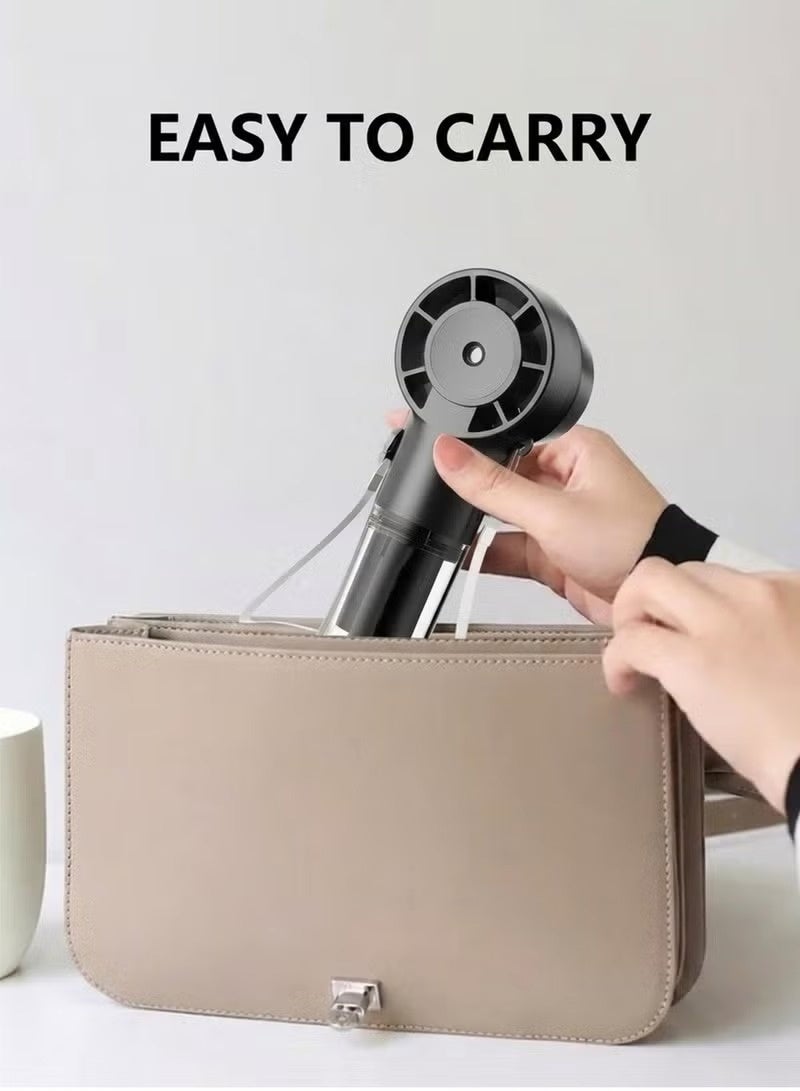 HOMIR Portable USB Rechargeable Handheld Fan – Quiet Mini Personal Fan Neck Hanging Handheld Desk Fan Portable 1200mAh Battery USB Rechargeable Misting Fan Home, Office, Travel, Commuting, and Makeup Use - Image 2