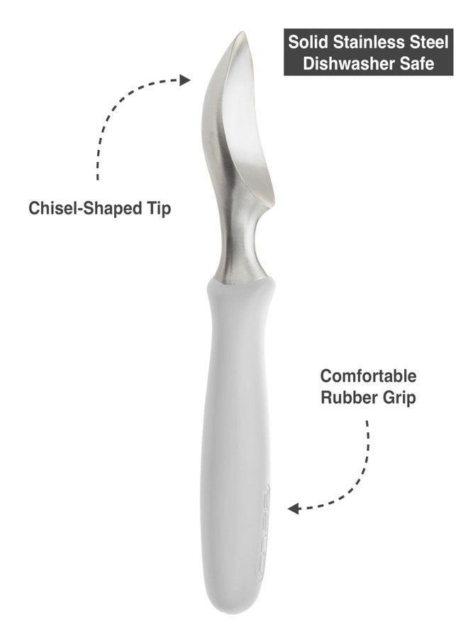 BALCI Ice Cream Scoop - Heavy Duty Stainless Steel Icecream Scooper With Non-Slip Rubber Grip - Professional Metal Ice-Cream Spade - Dishwasher Safe - Grey - Image 3