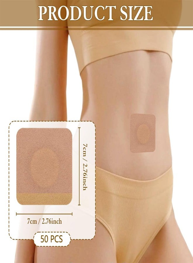 BCNJEPIN Castor Oil Patches for Belly Button, 50PCS Castor Oil Pack Wrap for Tummy, Skin-Tone PU Film Navel Patches 7 * 7cm with 3cm Inner Diameter, Disposable Belly Button Patches for Men and Women - Image 3