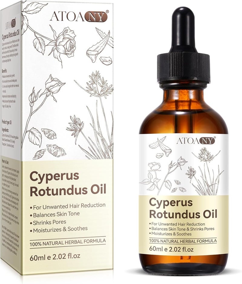 Cyperus Rotundus Oil 60 ml Natural Cyperus Rotundus Oil for Hair Removal Inhibits Hair Growth Reduces Body Unwanted Hair Growth Moisturizes Soothes Skin Shrink Pores for All Skin Types