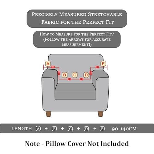 Lukzer 1 Seater Pastel Dark Grey Grid Maze Pattern Sofa Cover | 240 GSM Universal Stretch Fit Jacquard Fabric Couch Protector | Fully Covered Anti Slip & Washable Sofa Cover (90-140cm/SC-104-01) - Image 2