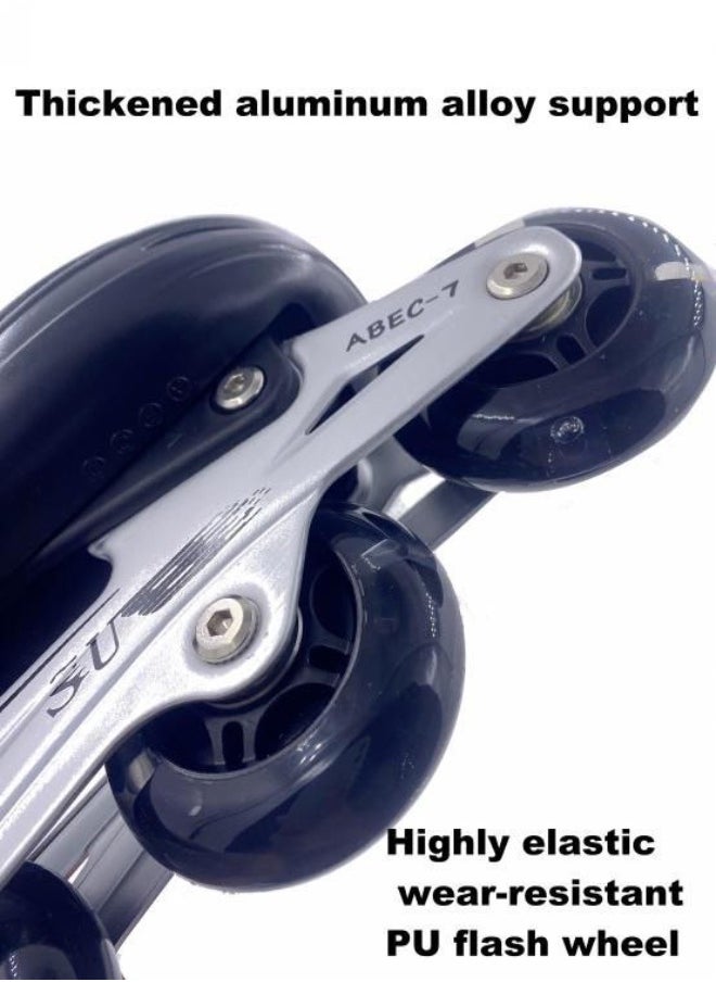 Draxon Roller Skates For Kids Adjustable With Light Up Wheels And Tools To Convert It To Training Skates Fun Illuminating For Boys Girls Rollerskates For Kids Beginners, Suitable For Indoor Outdoor Size 31-35 (Model-302-Black, S)  - Image 3