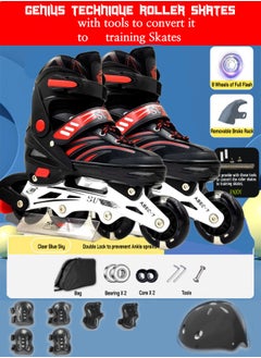 Draxon Roller Skates For Kids Adjustable With Light Up Wheels And Tools To Convert It To Training Skates Fun Illuminating For Boys Girls Rollerskates For Kids Beginners, Suitable For Indoor Outdoor Size 31-35 (Model-302-Black, S)  - Image 2