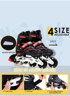 Draxon Roller Skates For Kids Adjustable With Light Up Wheels And Tools To Convert It To Training Skates Fun Illuminating For Boys Girls Rollerskates For Kids Beginners, Suitable For Indoor Outdoor Size 31-35 (Model-302-Black, S)  - Image 5
