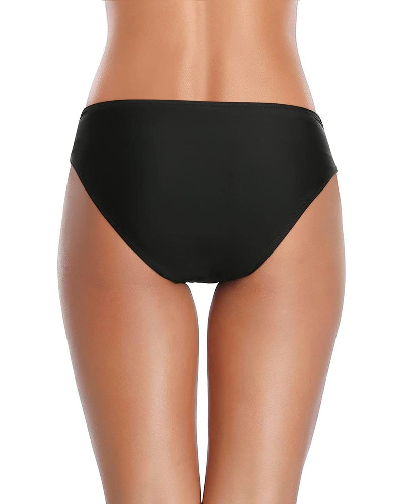 Tempt Me Women Black Twist Bikini Bottom Moderate High Cut Bathing Suit Bottoms Ruched Swimsuit Bottom S - Image 2