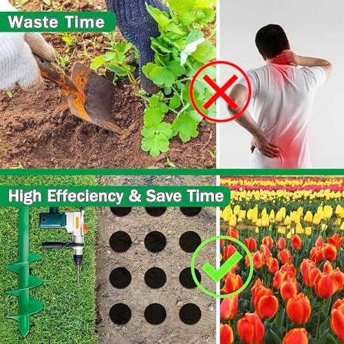 Cyleodo Auger Drill Bit for Planting, 4x25Inch Garden Earth Auger, Spiral Drill Hole Rapid Planter Seedling & Bedding Plant,Ground Planting Drill Bit Auger Post Hole Digger for 3/8''Hex Drive Drill - Image 3