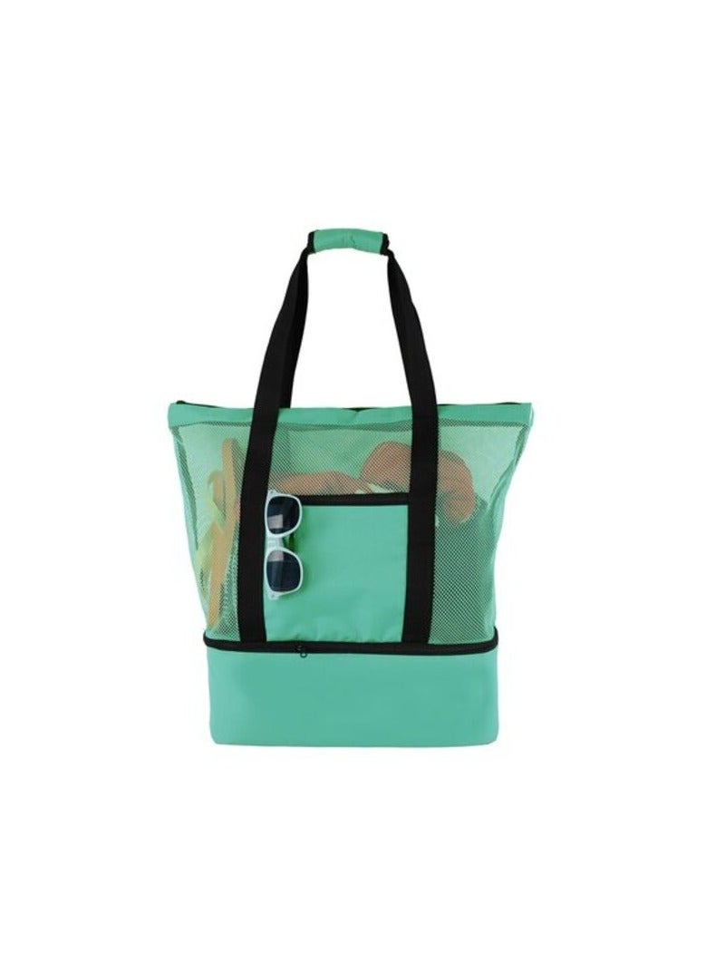AIWANTO Aiwanto 2 in 1 Beach Bag Travel bag Picnic Bag Mesh Beach Tote Bag with Cooler Bag For Travel Swimming Camping(Green)  - Image 1