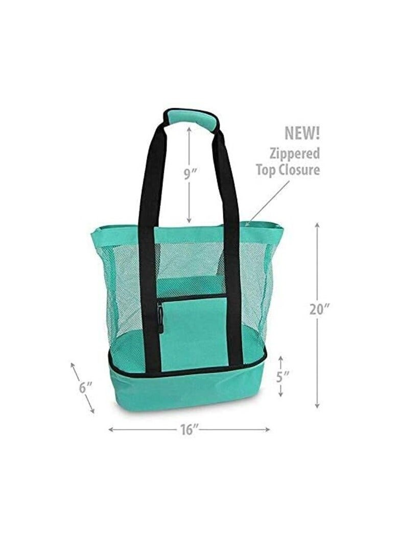 AIWANTO Aiwanto 2 in 1 Beach Bag Travel bag Picnic Bag Mesh Beach Tote Bag with Cooler Bag For Travel Swimming Camping(Green)  - Image 2