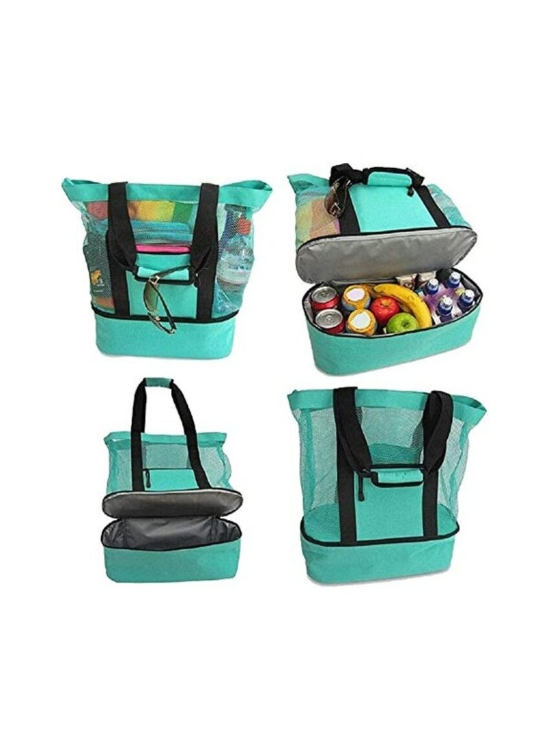 AIWANTO Aiwanto 2 in 1 Beach Bag Travel bag Picnic Bag Mesh Beach Tote Bag with Cooler Bag For Travel Swimming Camping(Green)  - Image 3