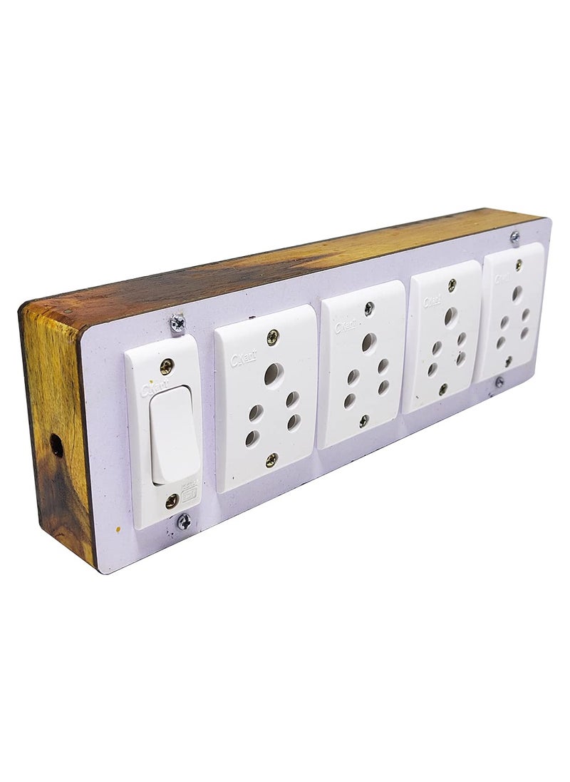 DNP DnP Portable Wooden Switch Board Electric Spy Guard Extension Board 1- Switch ,4- Plug ,8meter Wire with 1 Atteched 3 Pin Power Plug  - Image 4