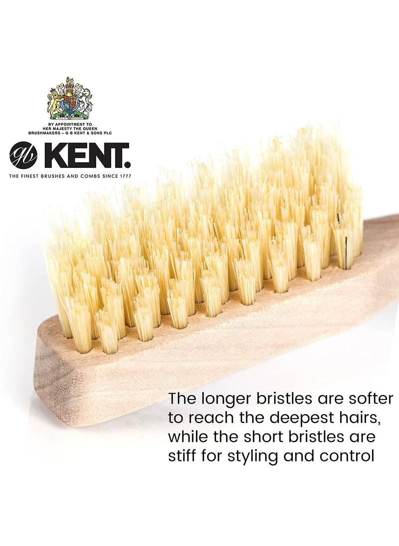 Kent Brushes Kent Bristle Beard Brush for Men - Specially Cut Natural White Bristle for Flawless Shaping and Grooming, Ergonomic Pistol-Like Grip Wood Handle, Dry or Wet Beard, Distributes Oils - BRD2  - Image 4