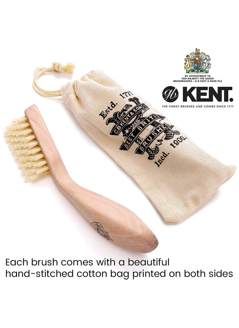 Kent Brushes Kent Bristle Beard Brush for Men - Specially Cut Natural White Bristle for Flawless Shaping and Grooming, Ergonomic Pistol-Like Grip Wood Handle, Dry or Wet Beard, Distributes Oils - BRD2  - Image 3