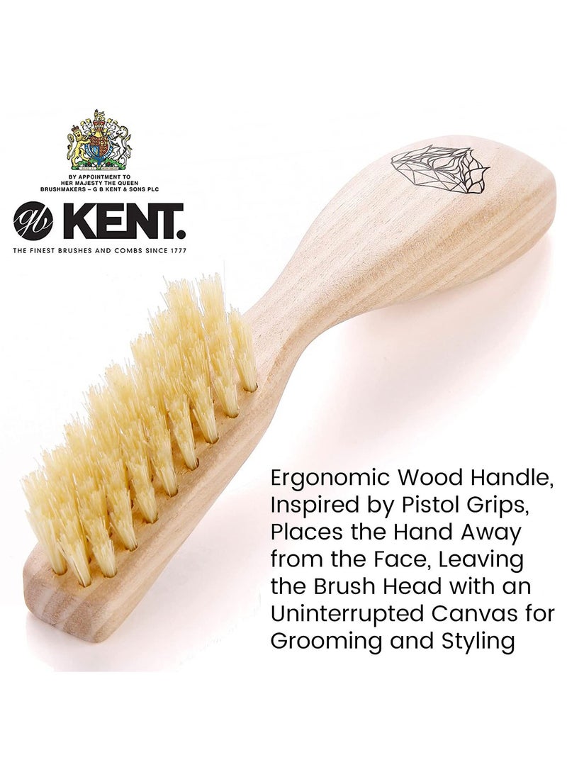 Kent Brushes Kent Bristle Beard Brush for Men - Specially Cut Natural White Bristle for Flawless Shaping and Grooming, Ergonomic Pistol-Like Grip Wood Handle, Dry or Wet Beard, Distributes Oils - BRD2  - Image 5