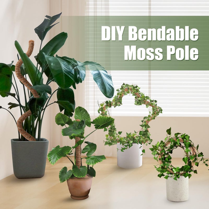 NATSUKY 2 Pack Moss Pole, 63 Inch Bendable Moss Poles for Plants Monstera Long for Climbing Plants, Extra Large Handmade Pole Plant Sticks Support Stakes for Indoor Plants to Grow Upwards - Image 5