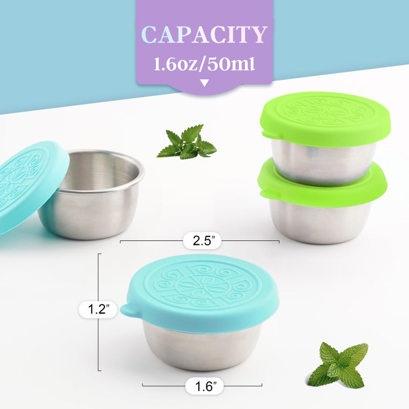Qukaka 6x1.6 Oz Salad Dressing Containers With Lids, Small Leakproof Reusable Stainless Steel Salad Dressing Container To Go For Lunch Boxes,Sauce containers, Picnics,Travel Meal Prep And Kitchen Storage. - Image 2