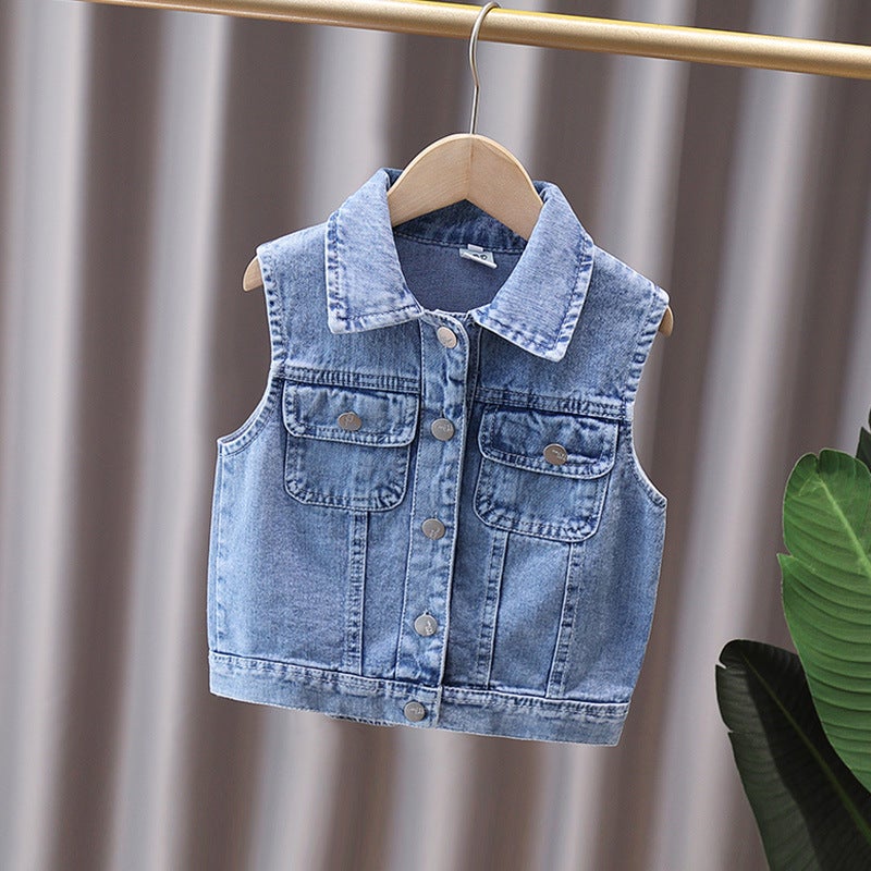 Baby Vest 2025 New Cartoon Egg Denim Vest Korean Style All-Match Trendy Cool Clothes Casual Top - Image 3
