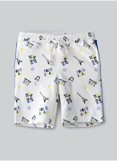 Knit Aop Shorts With Contrast Panel At Side Seam