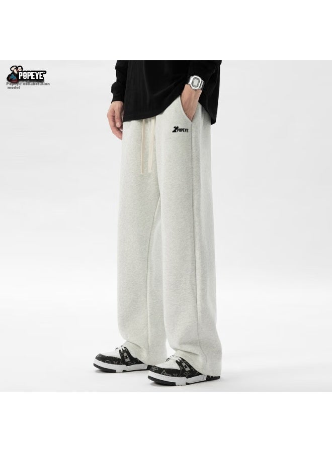 Mmoptop Popeye Co-Branded Printed Men'S Spring And Summer Sports Straight Casual Pants Mlm01 White Gray L - Image 1