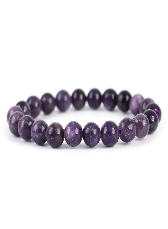 Crystu Natural Lepidolite Bracelet Crystal Stone 8mm Beads Bracelet Round Shape (Color : Dark Pink) - Image 1