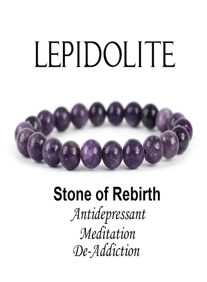 Crystu Natural Lepidolite Bracelet Crystal Stone 8mm Beads Bracelet Round Shape (Color : Dark Pink) - Image 5
