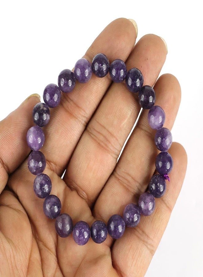 Crystu Natural Lepidolite Bracelet Crystal Stone 8mm Beads Bracelet Round Shape (Color : Dark Pink) - Image 3