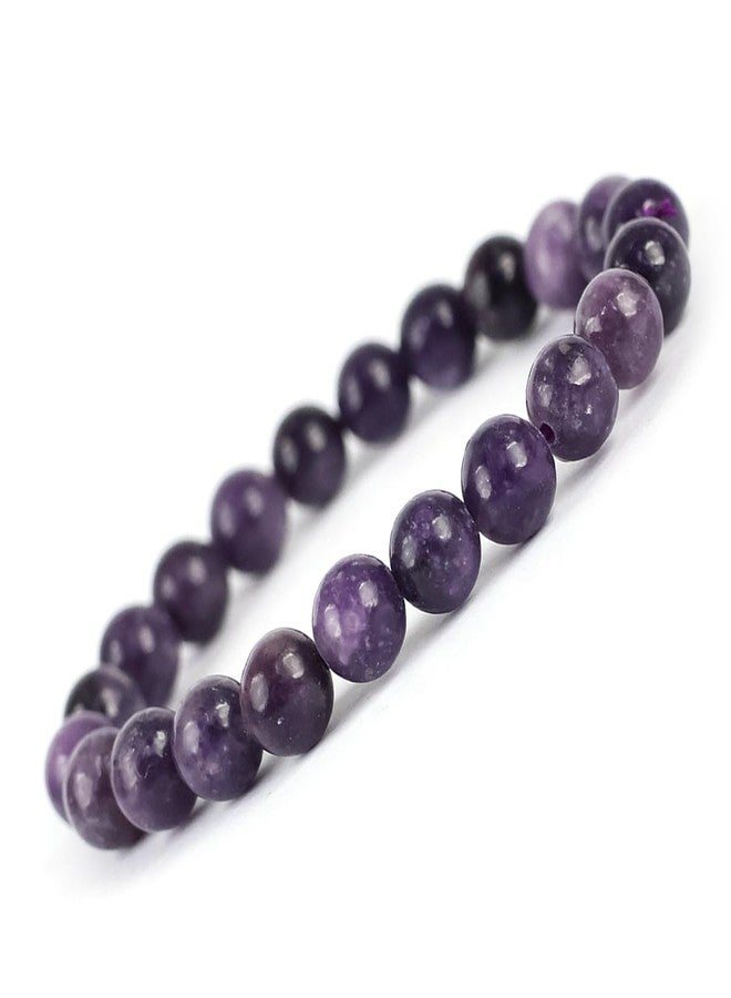 Crystu Natural Lepidolite Bracelet Crystal Stone 8mm Beads Bracelet Round Shape (Color : Dark Pink) - Image 2