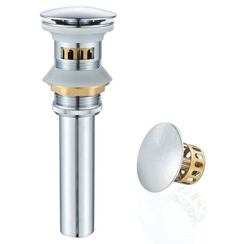 VOTON Bathroom Sink Drain Chrome Lavatory Popup Drain with Detachable Basket Stopper AntiExplosion and AntiClogging Drain Strainerwith Overflow Hole