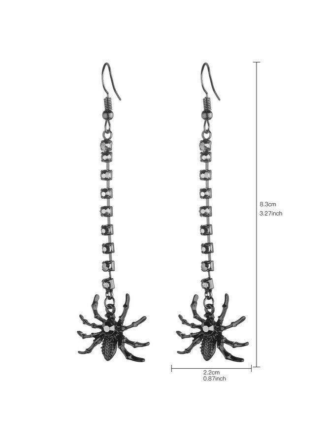 Lux Accessories Halloween Black Hanging Spider Rhinestones Hook Dangle Earrings - Image 4