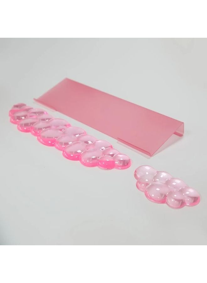 3pcs Ergonomic Gel Cloud Keyboard Wrist Rest Set Pink Comfortable Arm Support - Image 1