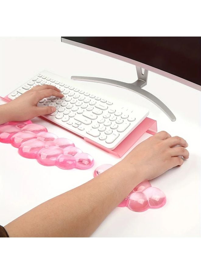 3pcs Ergonomic Gel Cloud Keyboard Wrist Rest Set Pink Comfortable Arm Support - Image 2