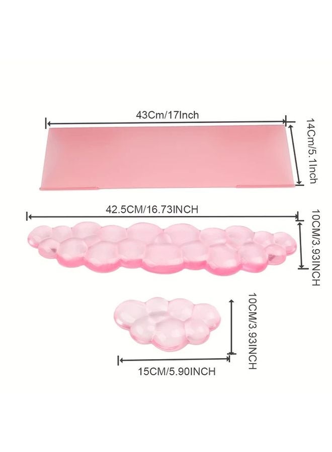 3pcs Ergonomic Gel Cloud Keyboard Wrist Rest Set Pink Comfortable Arm Support - Image 4