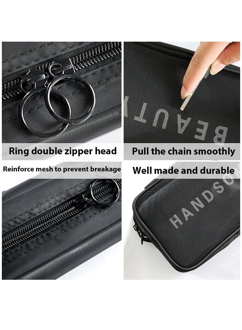 HomarKet Cosmetic Bag,3 Pcs Toiletry Bag Makeup Bag Travel Bag Set for Toiletries, Portable Toiletry Bags for Traveling Women, Translucent Waterproof Make Up Bag for Travel and Bathroom (Black) - Image 5