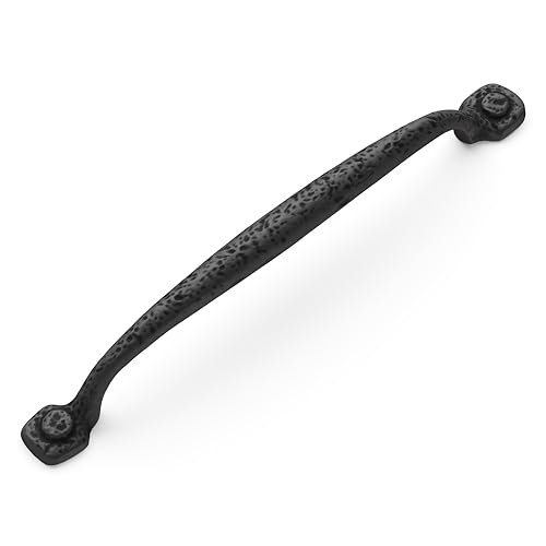 Hickory Hardware 1 Pack Solid Core Kitchen Cabinet Pulls, Luxury Cabinet Handles, Hardware for Doors & Dresser Drawers, 7-9/16 Inch (192mm) Hole Center, Black Iron, Refined Rustic Collection - Image 2