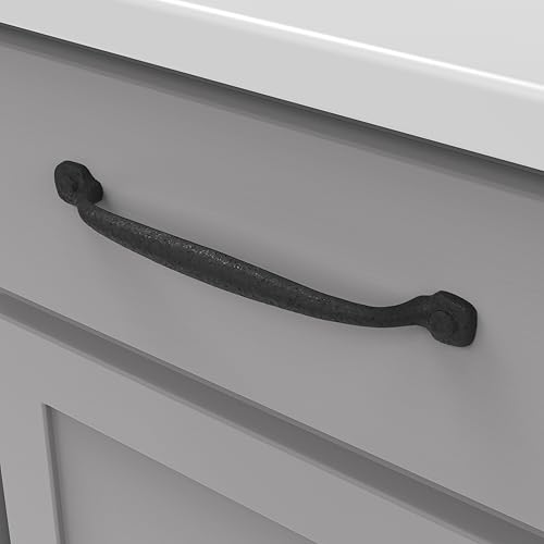 Hickory Hardware 1 Pack Solid Core Kitchen Cabinet Pulls, Luxury Cabinet Handles, Hardware for Doors & Dresser Drawers, 7-9/16 Inch (192mm) Hole Center, Black Iron, Refined Rustic Collection - Image 4