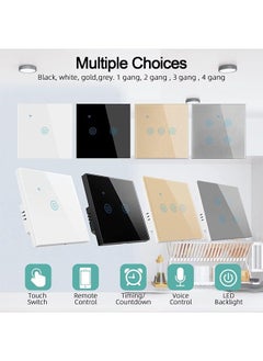 Arabest WiFi Smart Wall Light Switch, Wireless Switches, No Neutral Wire Required, Compatible with Alexa and Google Home, APP Remote Control Touch Switch, No Hub Required, Voice Control (Glod 4 Gang)  - Image 3