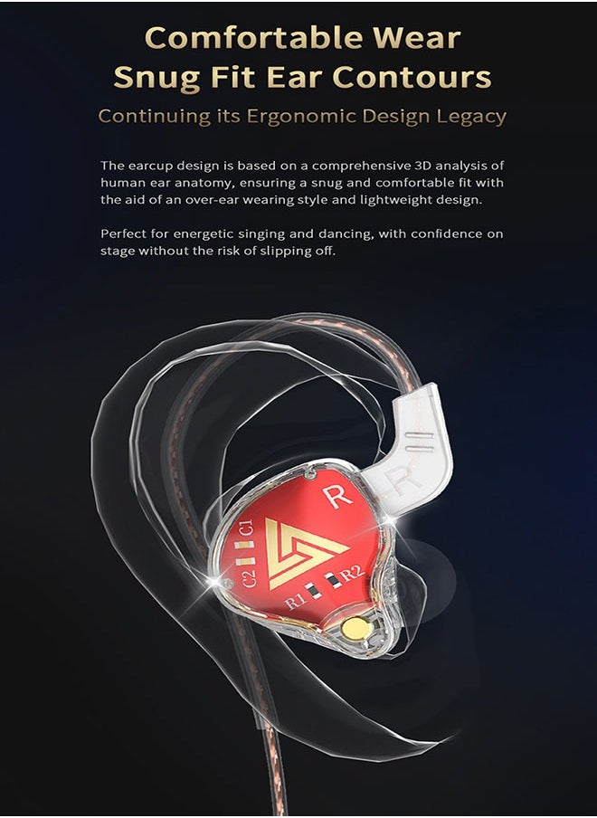QKZ Compatible With Tablet/Single Port Laptops, All Desktops, Wired With Mic, Sports Running In-Ear Headphones - (Red)  - Image 4