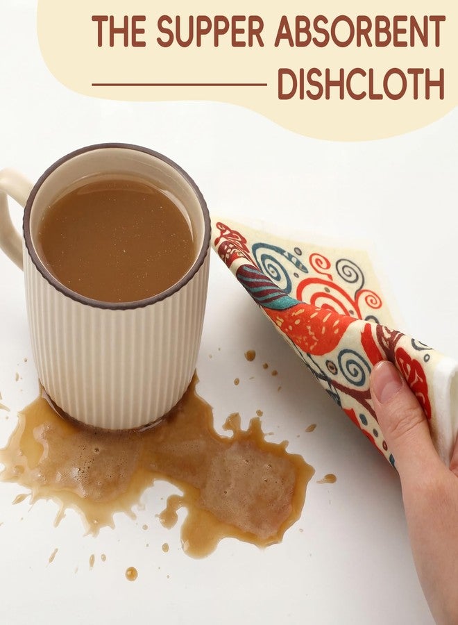 تيجيمي مجموعة من 12 قطعة من مناشف الأطباق السويدية من تيغيمي، 6 أنماط طيور وزهور، فائقة الامتصاص، قابلة لإعادة الاستخدام، سريعة الجفاف، قابلة للغسل، مصنوعة من الإسفنج، مثالية لتنظيف أسطح المطبخ وغسالة الأطباق والمنزل. متينة - Image 5