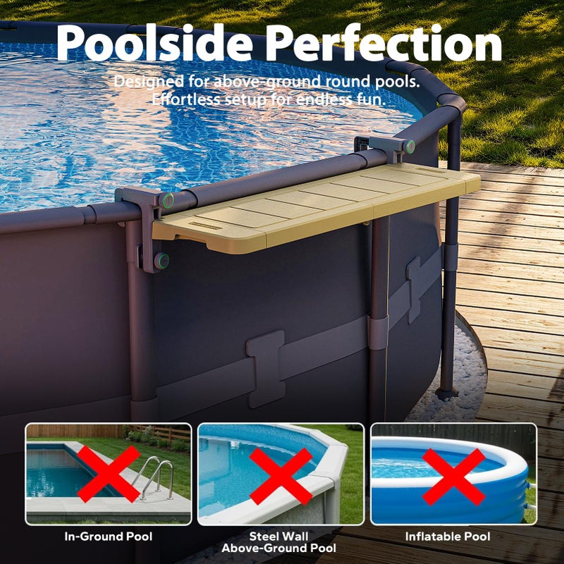 POOLHACKER [Original] Poolside Bar Table for Above-Ground Pools, Foldable Swim-Up Bar with Ultra-Stable Clamp System, Weather-Resistant, Quick-Install Poolside Table for Drinks & Snacks - Image 2
