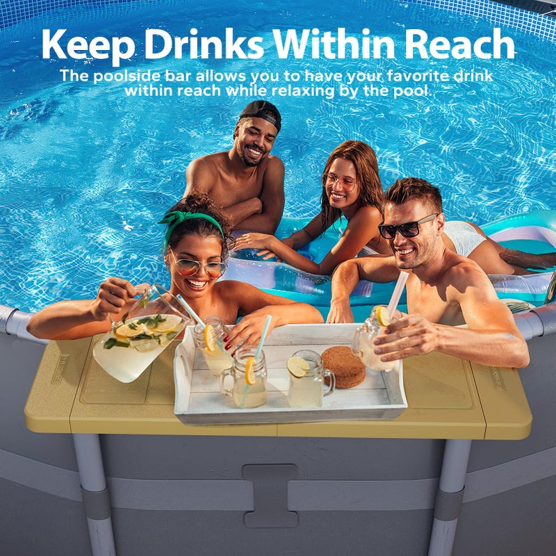 POOLHACKER [Original] Poolside Bar Table for Above-Ground Pools, Foldable Swim-Up Bar with Ultra-Stable Clamp System, Weather-Resistant, Quick-Install Poolside Table for Drinks & Snacks - Image 5
