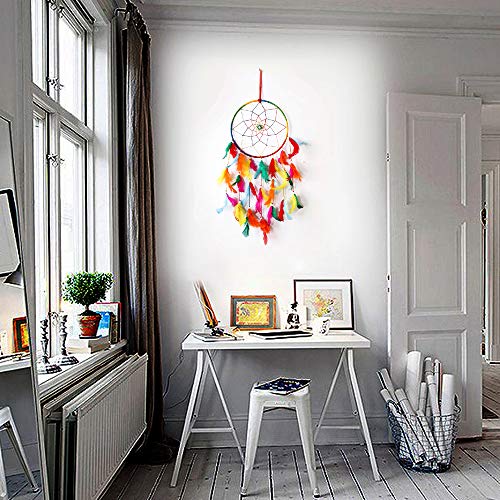 BS AMOR Dream Catcher | Wall Hanging | Handmade Beaded Multicolor Circular Net Decoration (Pack of 2) - Image 3
