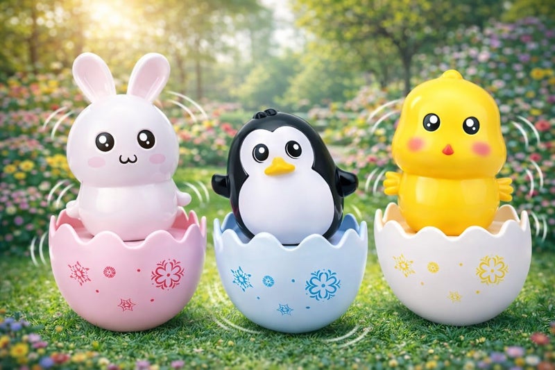 MOPANIRAJ Roly Poly Push and Shake Baby Tumbler Toys 2 Pcs Set Penguin Chick Bunny Wobbler Self-Balancing Rattle Educational Sensory Development Toys for Infants and Toddlers - Image 5