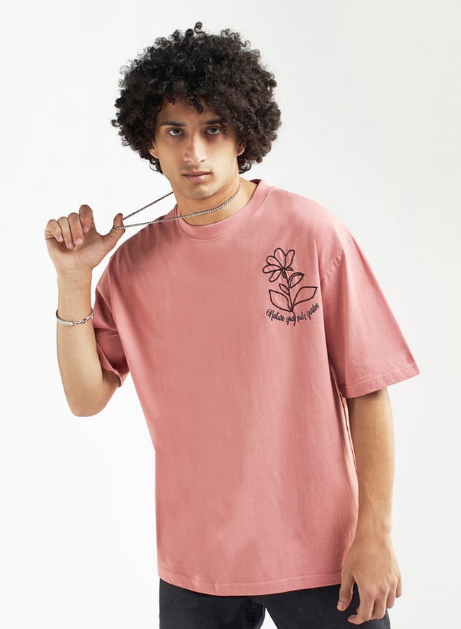 Splash FAV Embroidered Crew Neck T-shirt with Short Sleeves  - Image 1