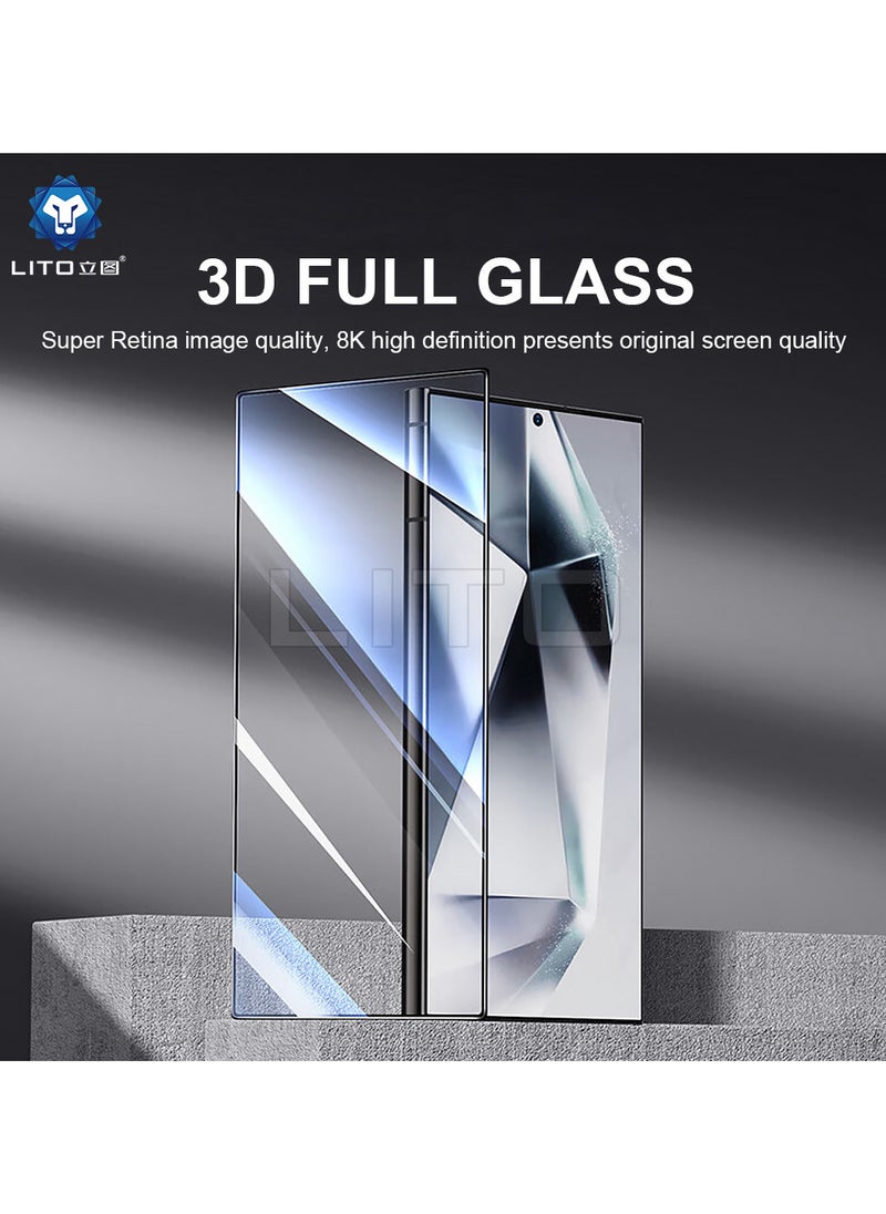 Lito Lito 3D Full Cover Tempered Glass For Samsung Galaxy S25 Ultra Fingerpr int Working - Black  - Image 4
