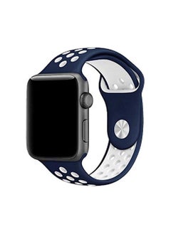 Generic Soft Silicone Replacement Strap Sport Band Strap For Apple Watch 42mm/44/45/49mm Blue and White  - Image 1