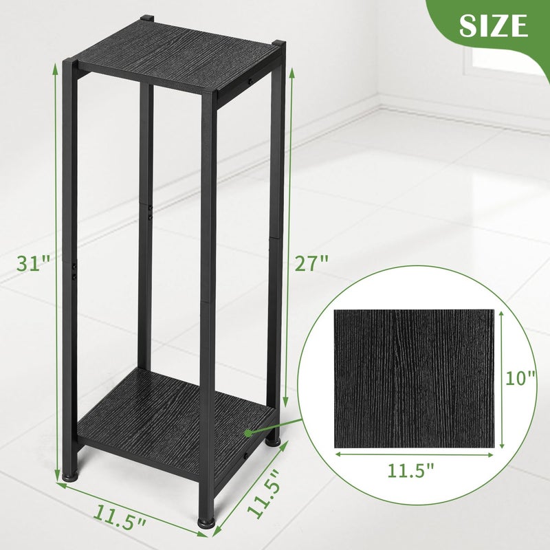 Dipion Tall Plant Stand Indoor,31 Inch Plant Stands,2 Tier Metal Plant Stand with Heavy Duty Wood,Black - Image 5
