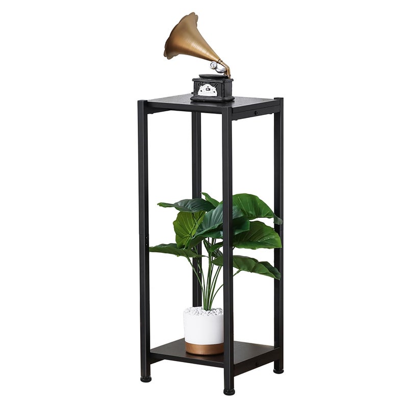 Dipion Tall Plant Stand Indoor,31 Inch Plant Stands,2 Tier Metal Plant Stand with Heavy Duty Wood,Black - Image 1